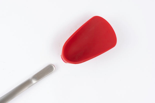 Cuisipro red Silicone Spoon with a stainless steel handle and removable head